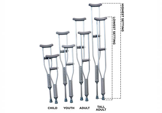 PCP Underarm Aluminum Adjustable Crutches